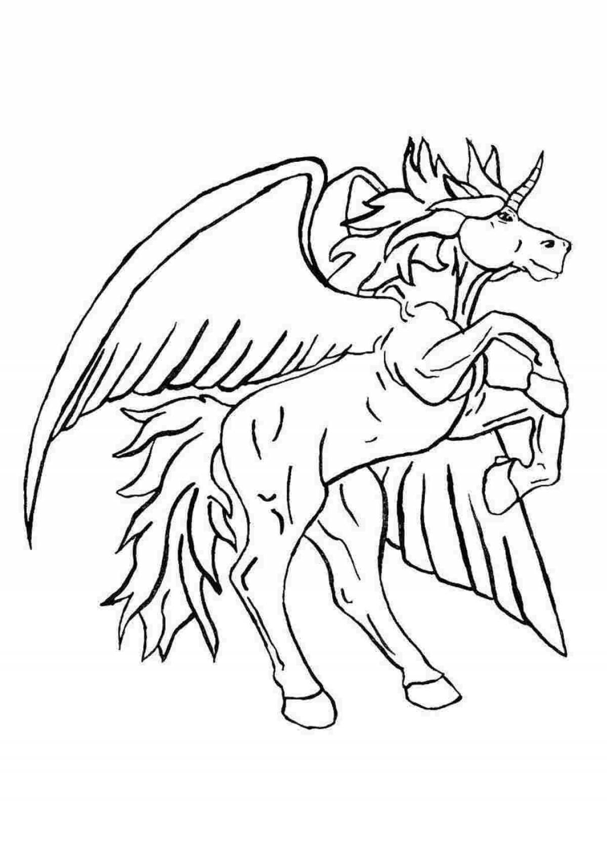 Violent coloring unicorn with wings