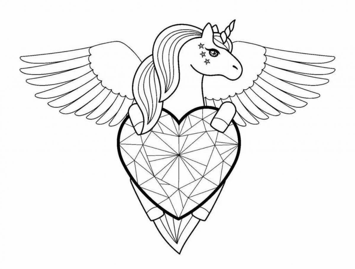 Luminous coloring unicorn with wings