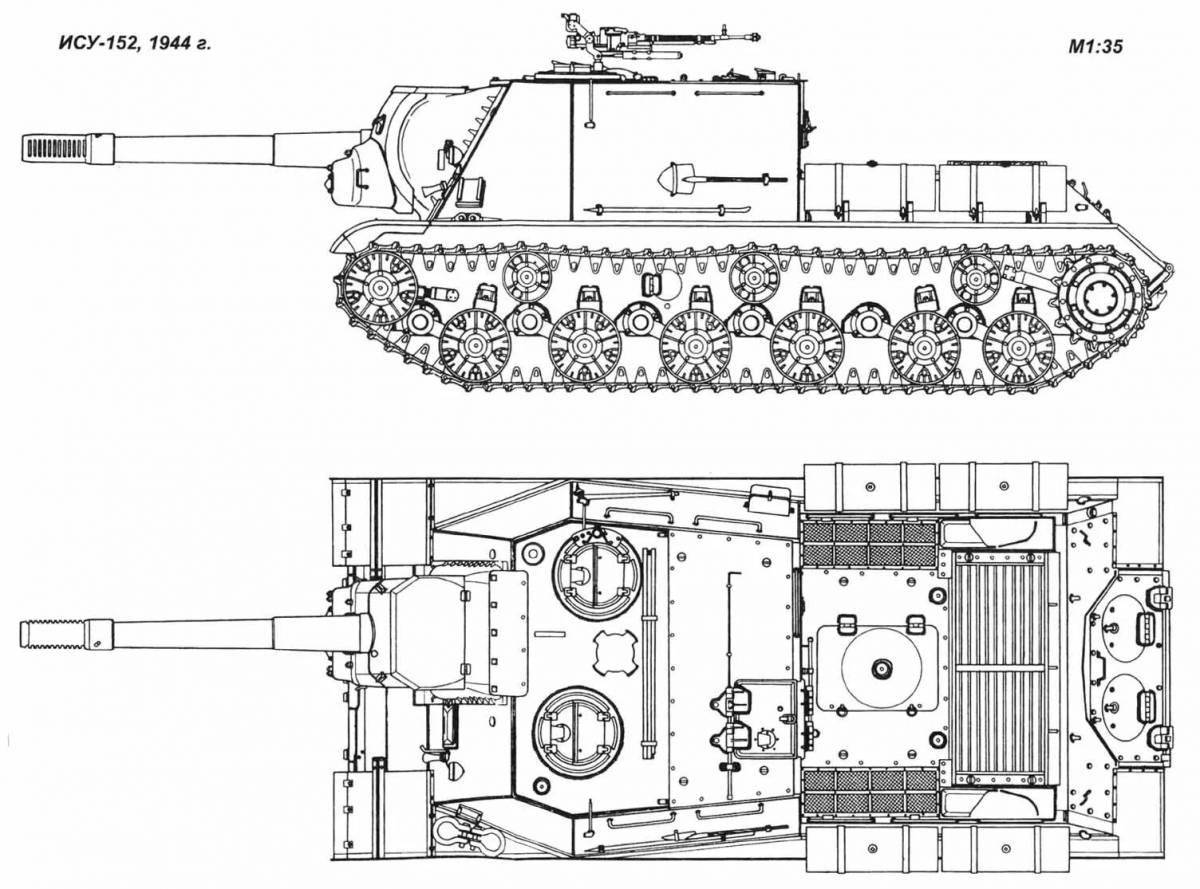 Живая раскраска танк ису 152