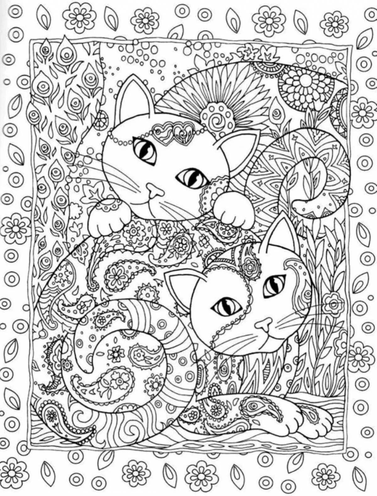 Delightful coloring cute cats