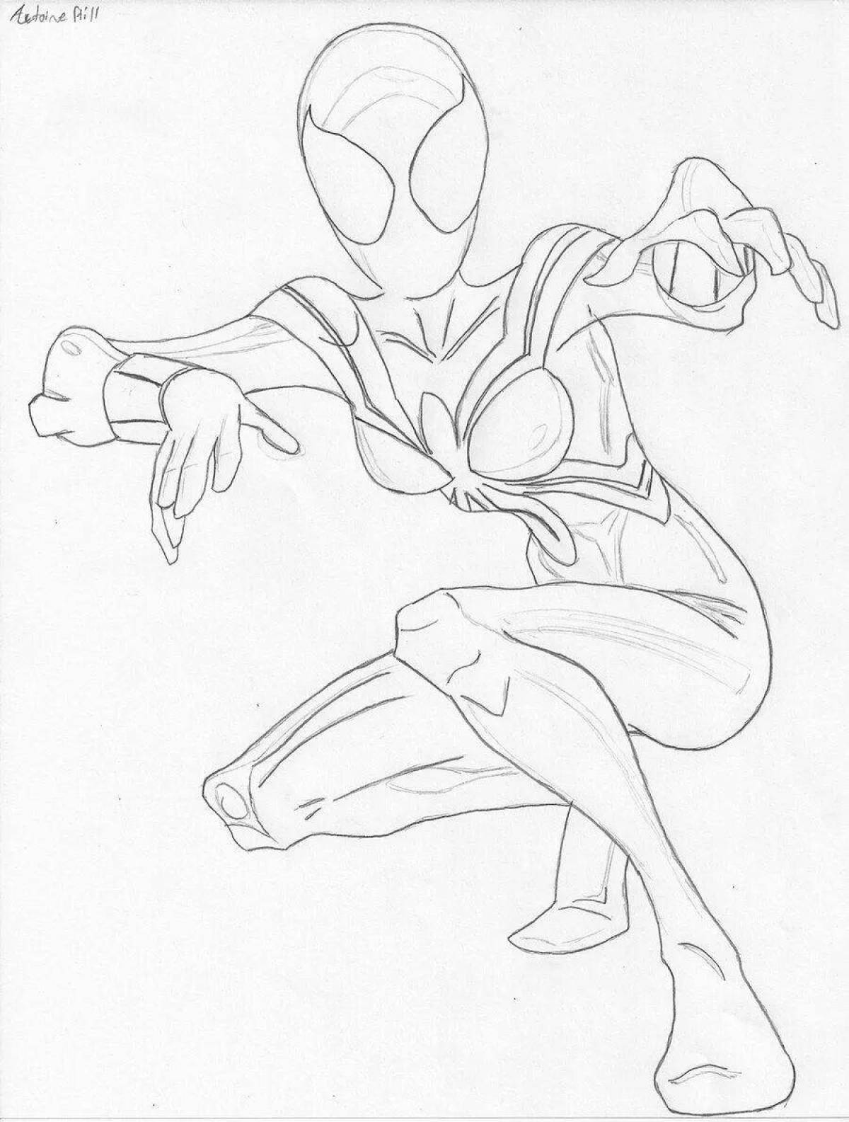 Spiderman's playful coloring page