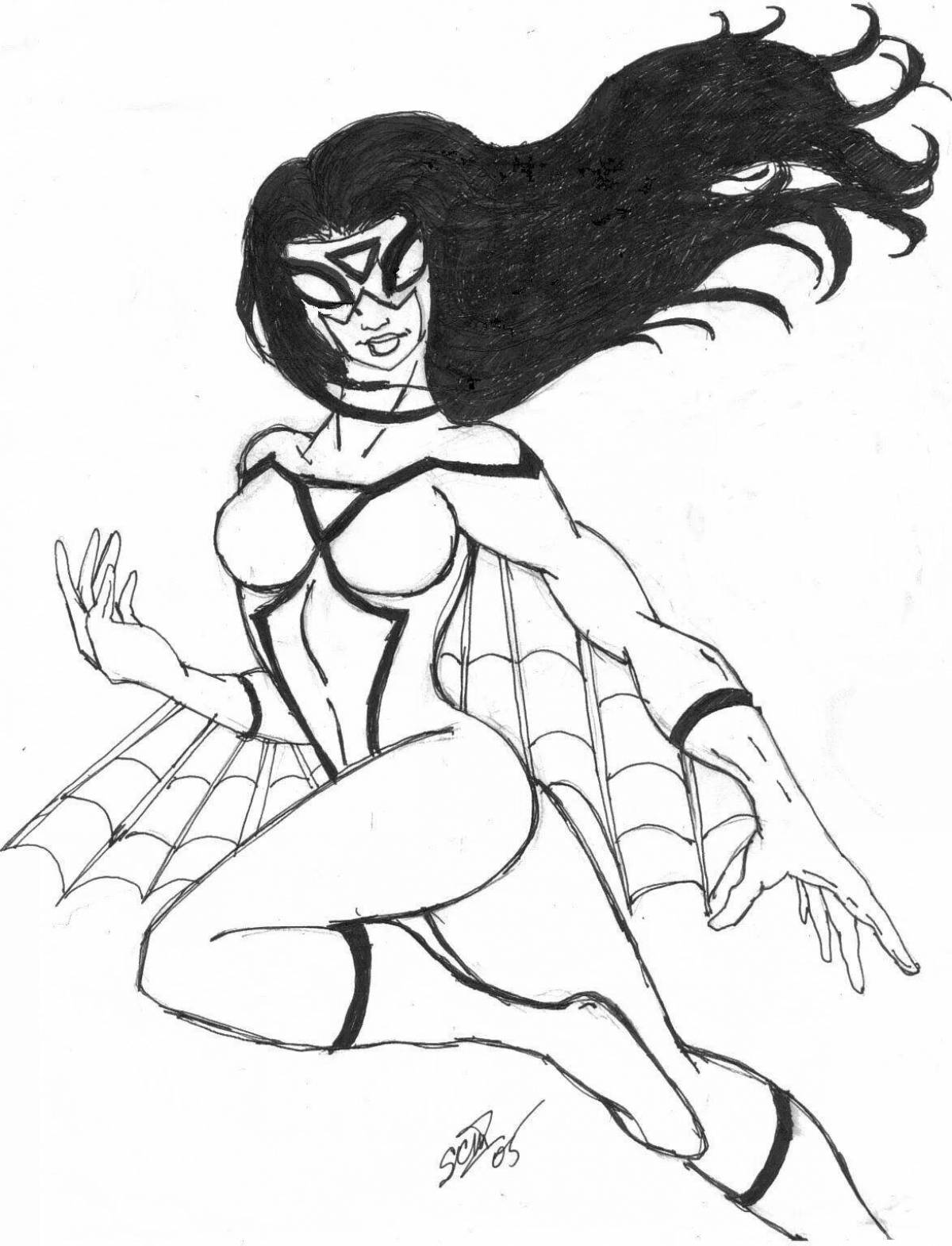 Coloring page charming spider girl