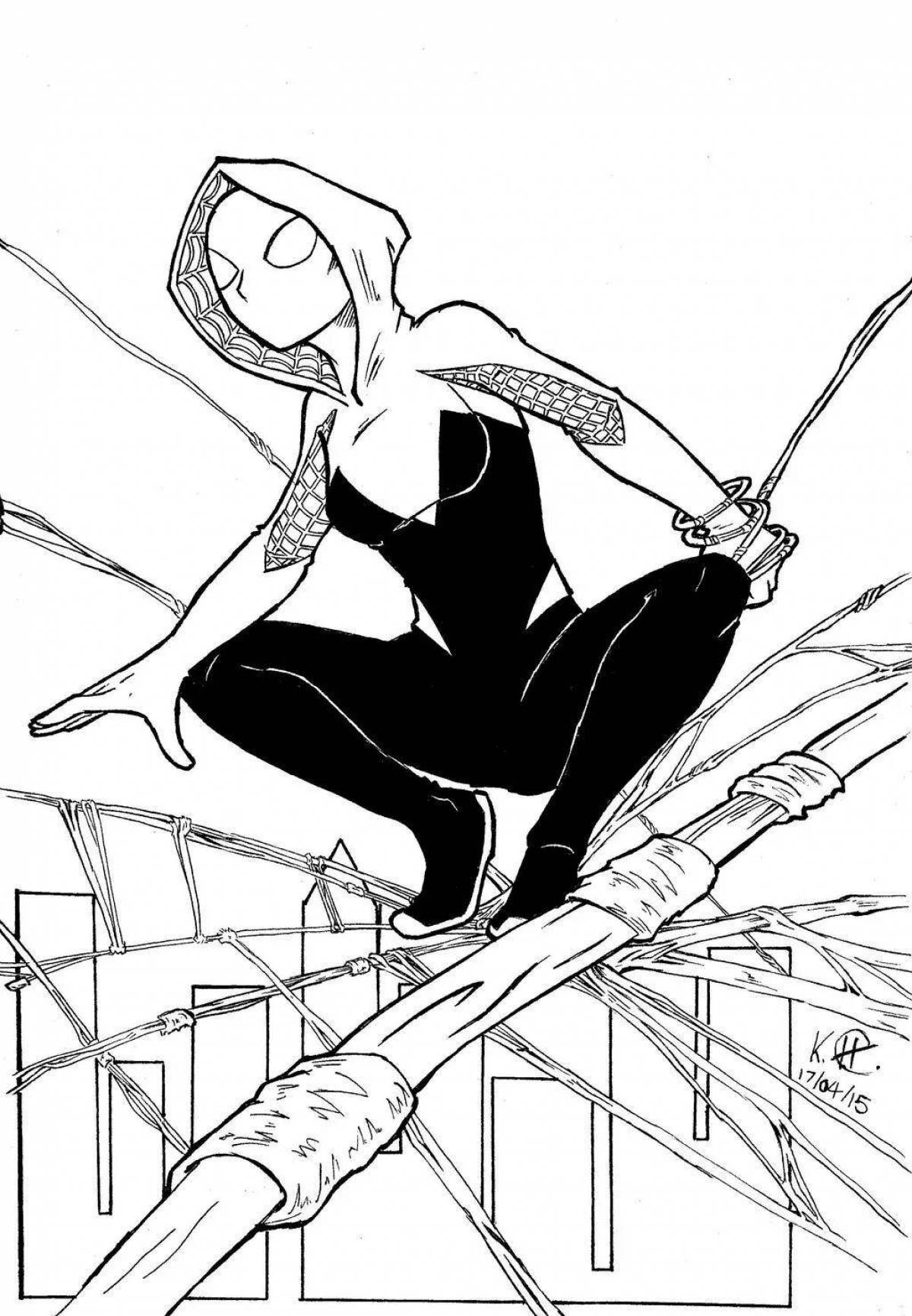 Раскраска живая девушка человека-паука