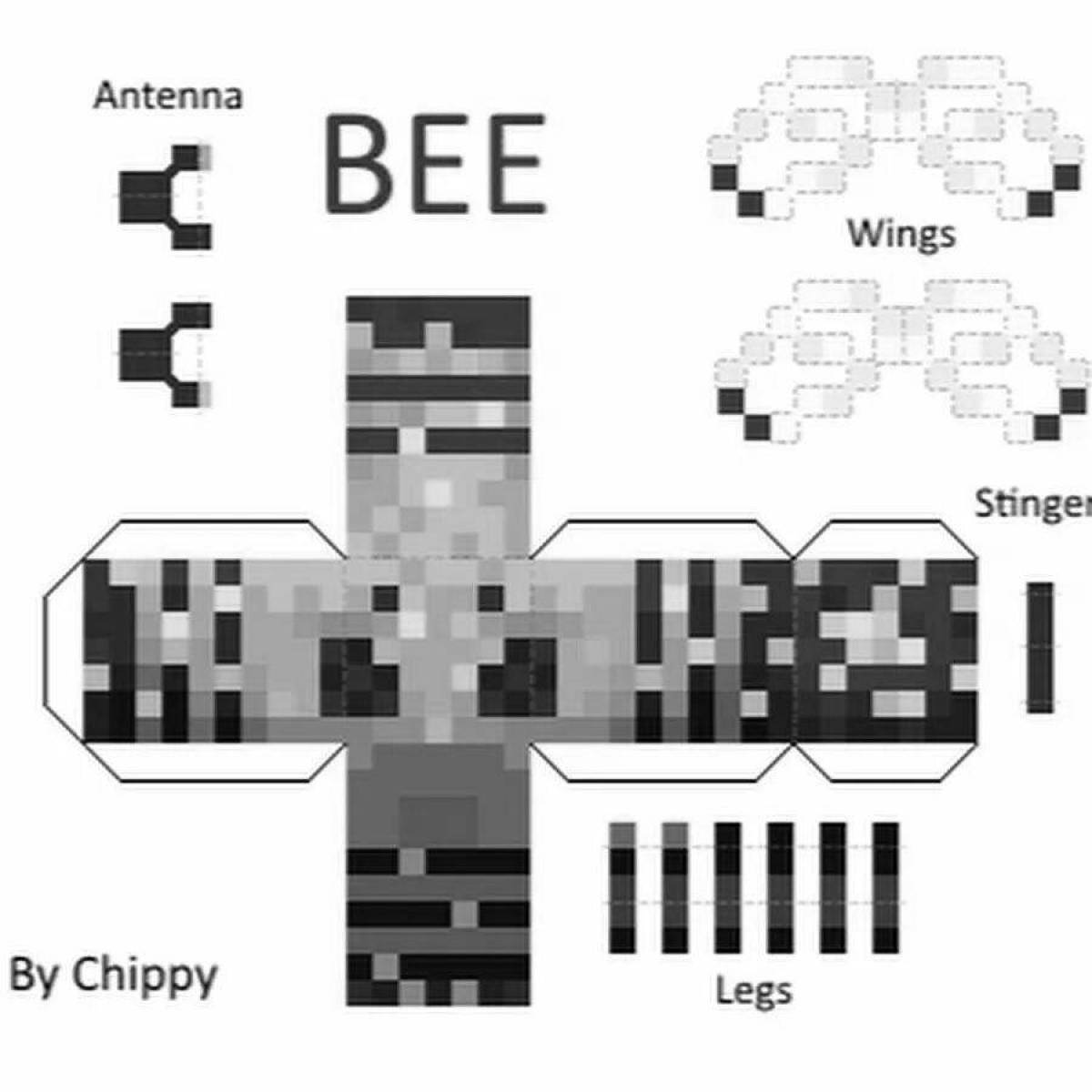 Creative minecraft bee coloring page
