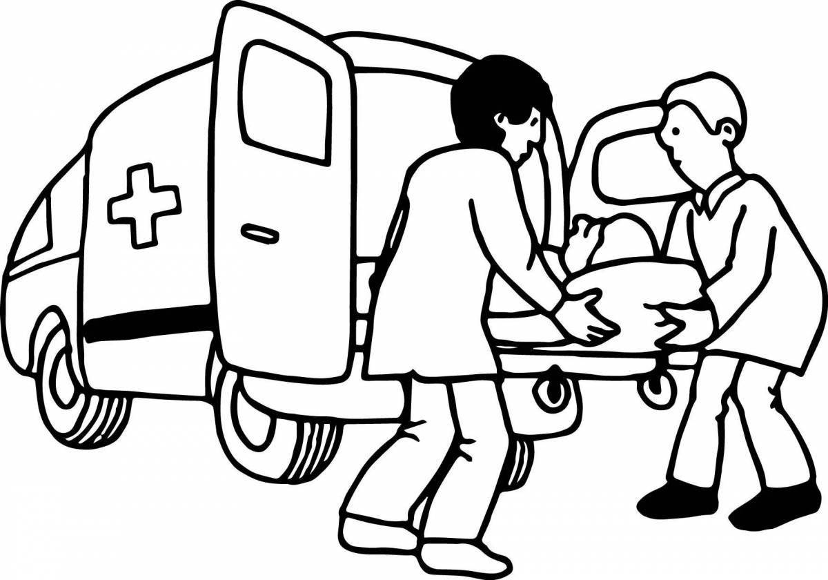 Яркий рисунок машины скорой помощи