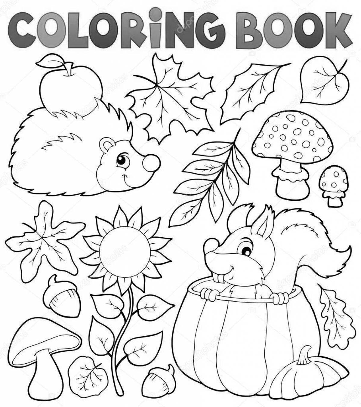 Radiant autumn coloring book for grade 1