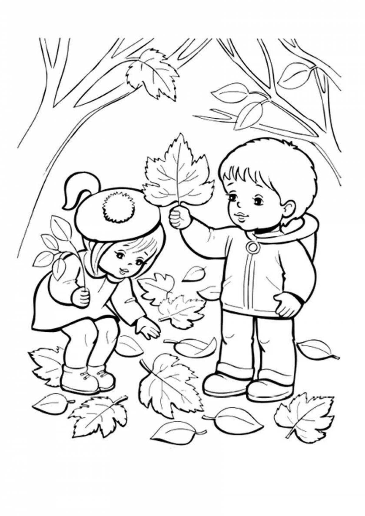 Blooming autumn coloring book for 1st grade