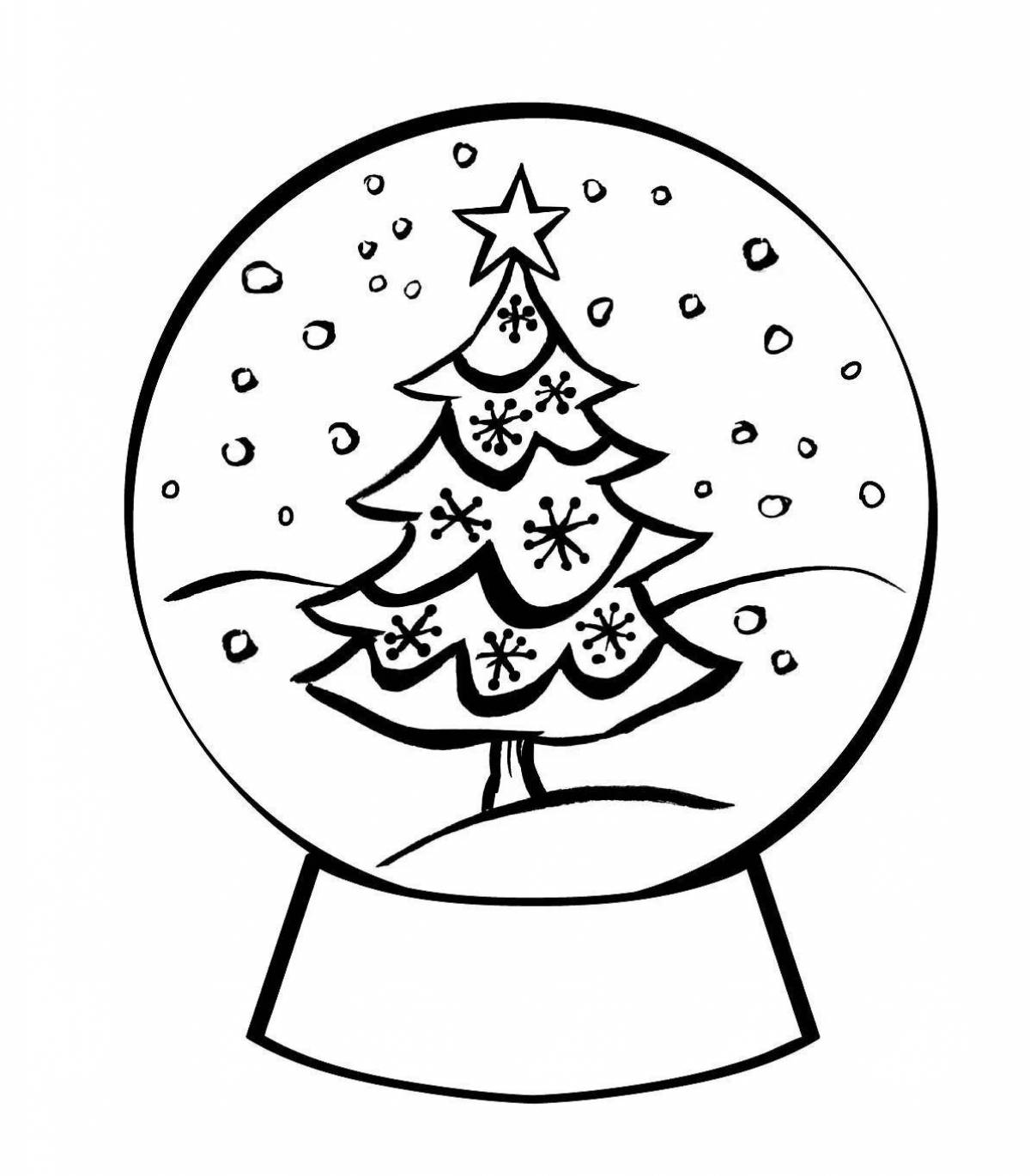 Страница раскраски праздничного рождественского шара из стекла