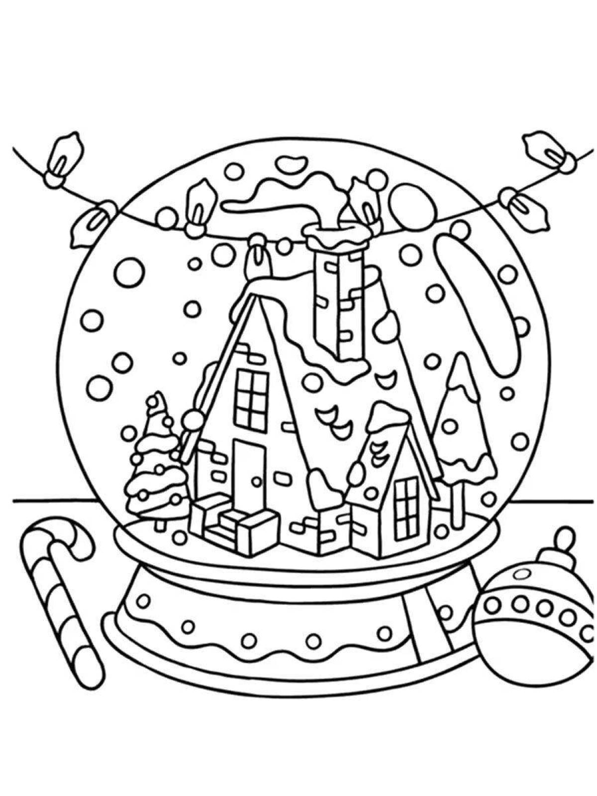 Coloring page joyful christmas glass ball
