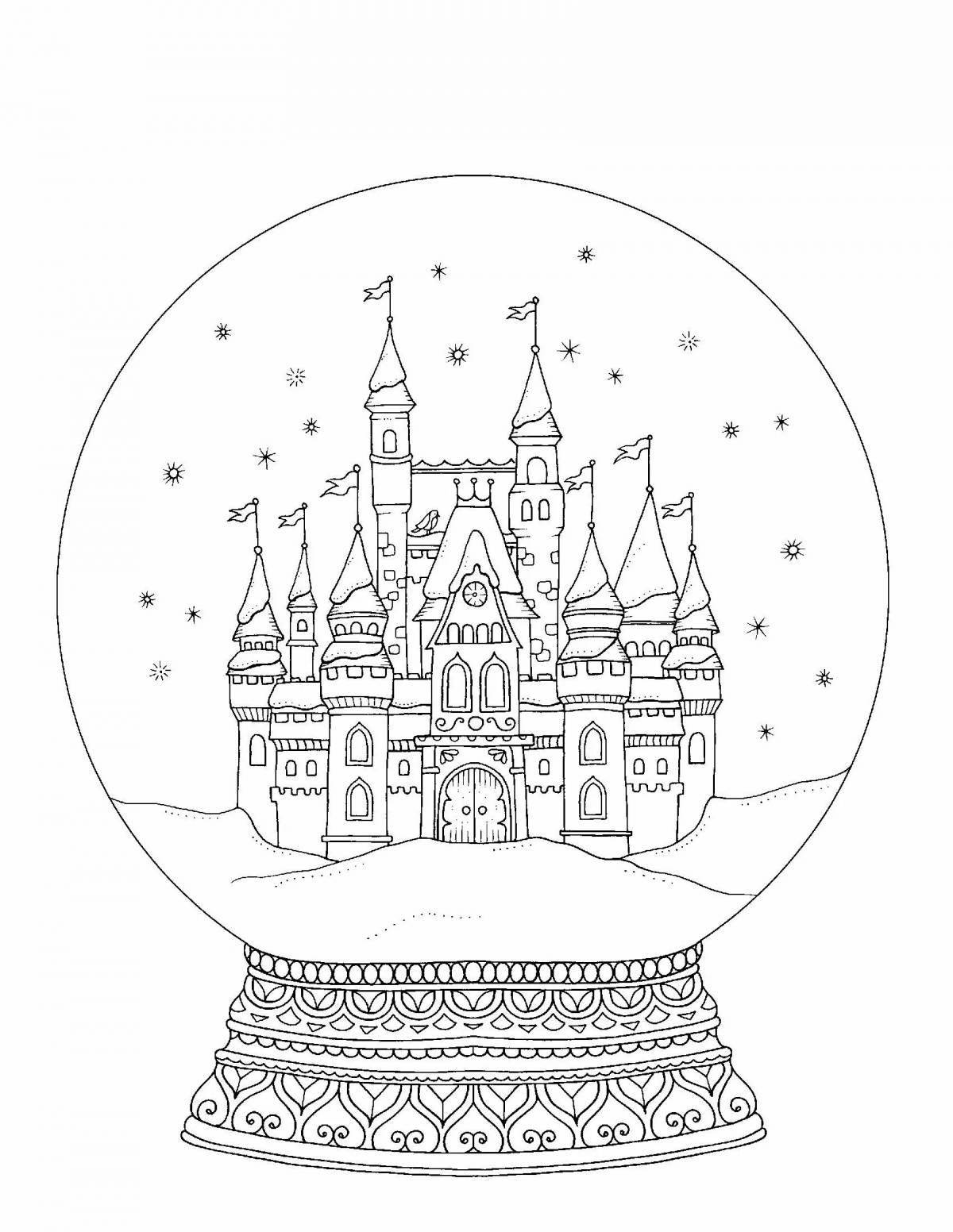 Glitter glass Christmas ball coloring page