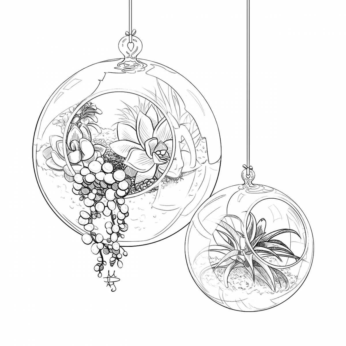 Glittering glass Christmas ball coloring page