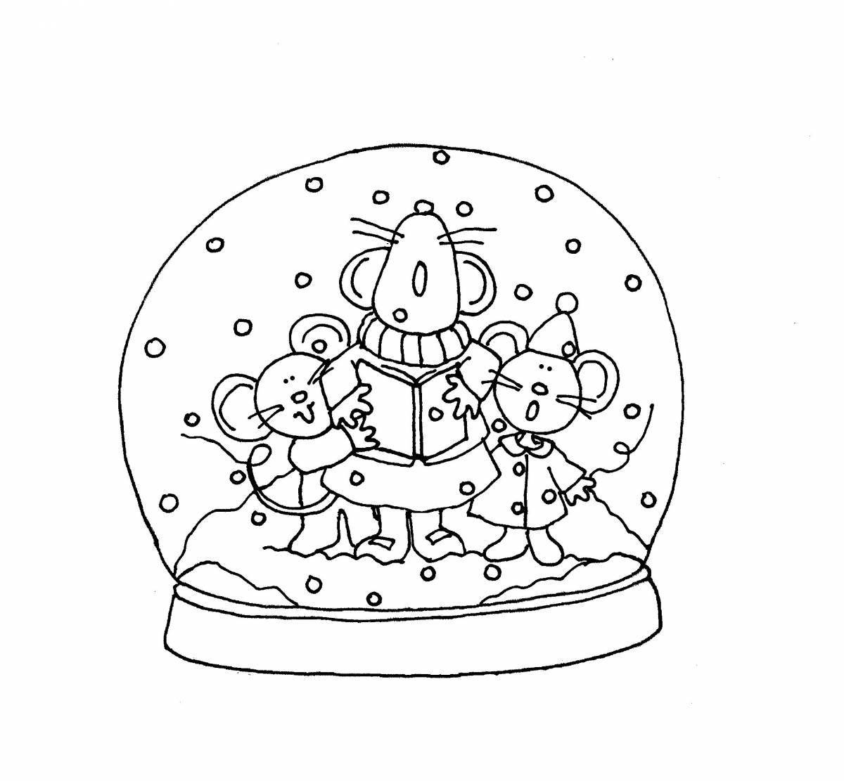 Glowing glass Christmas ball coloring page