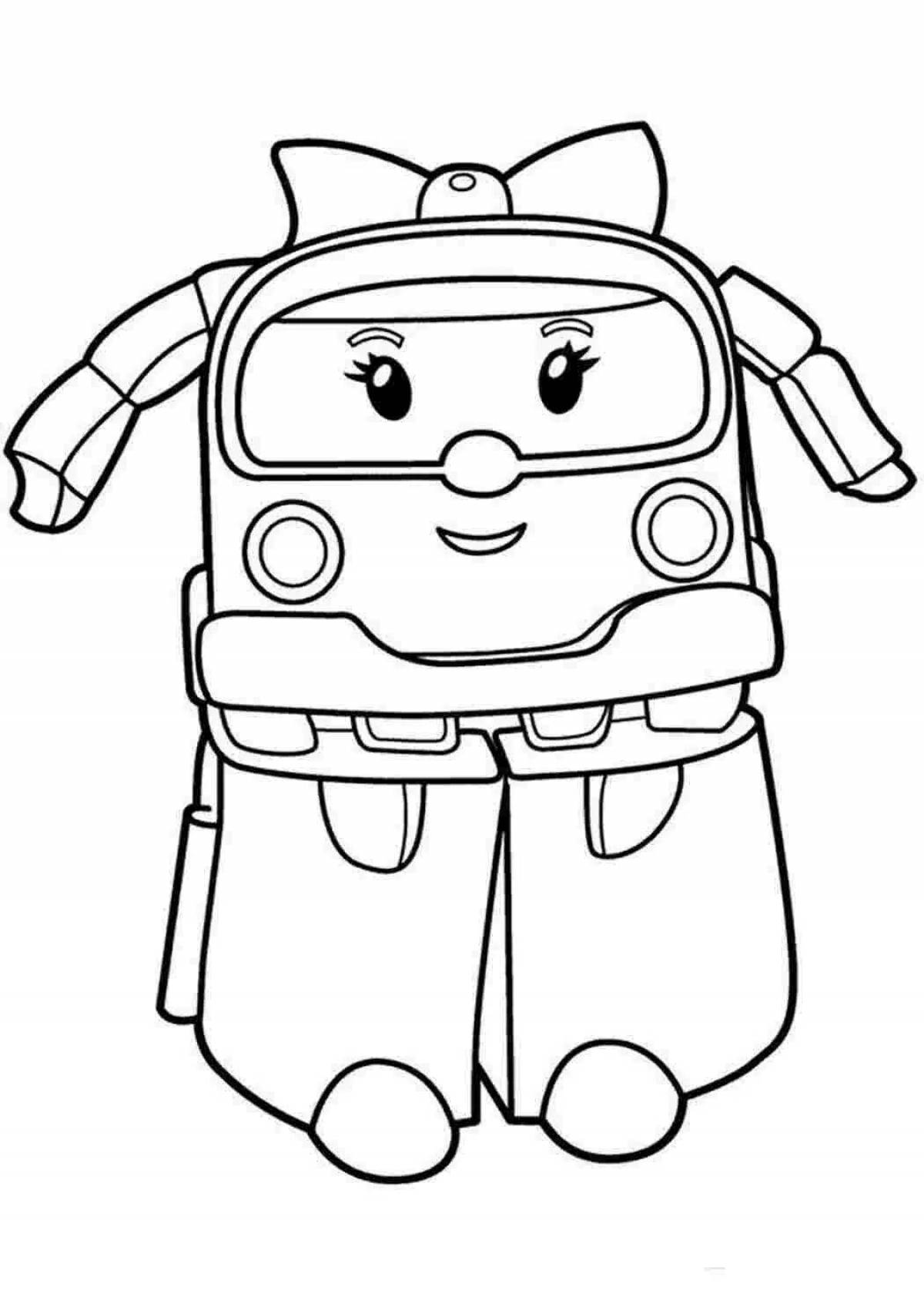 Robocar poly video colorful coloring page