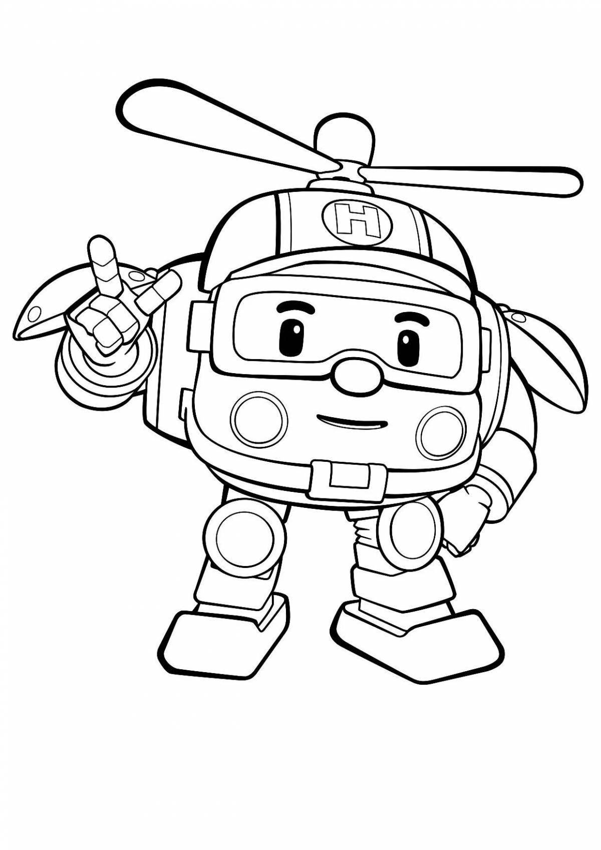Charming robocar poly video coloring page