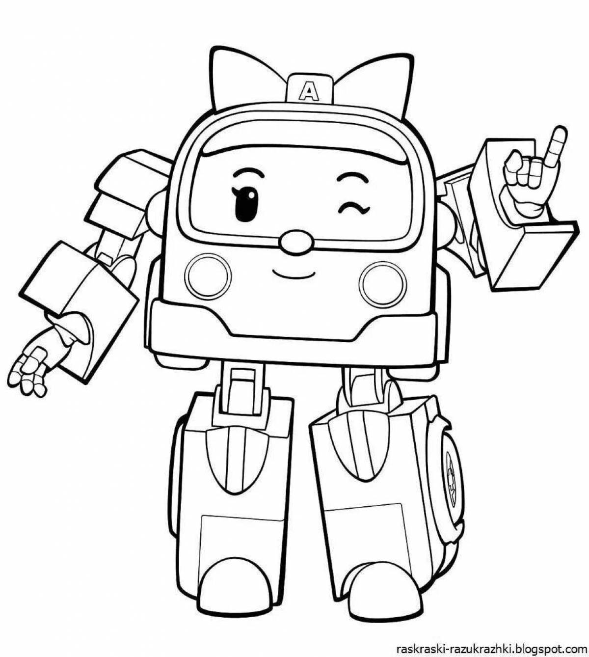 Robocar poly video tempting coloring page