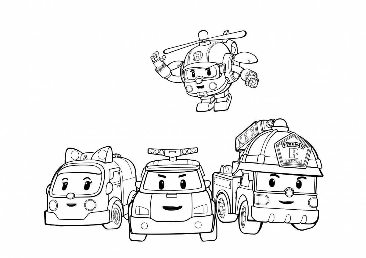 Amazing robocar poly video coloring page