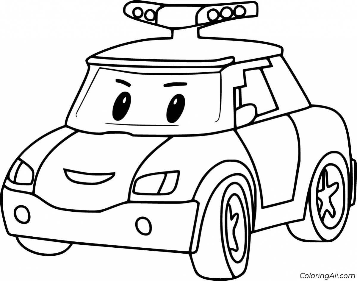 Humorous robocar poly video coloring page