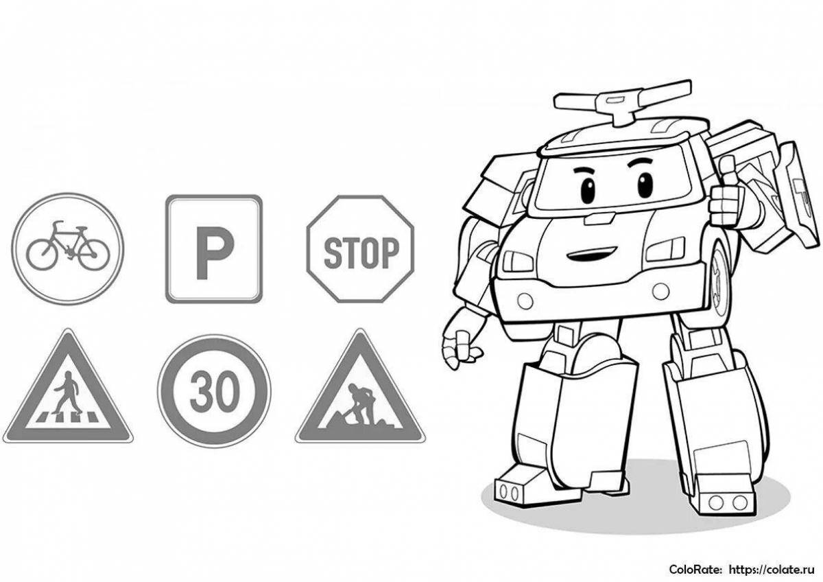 Robocar poly video animated coloring page