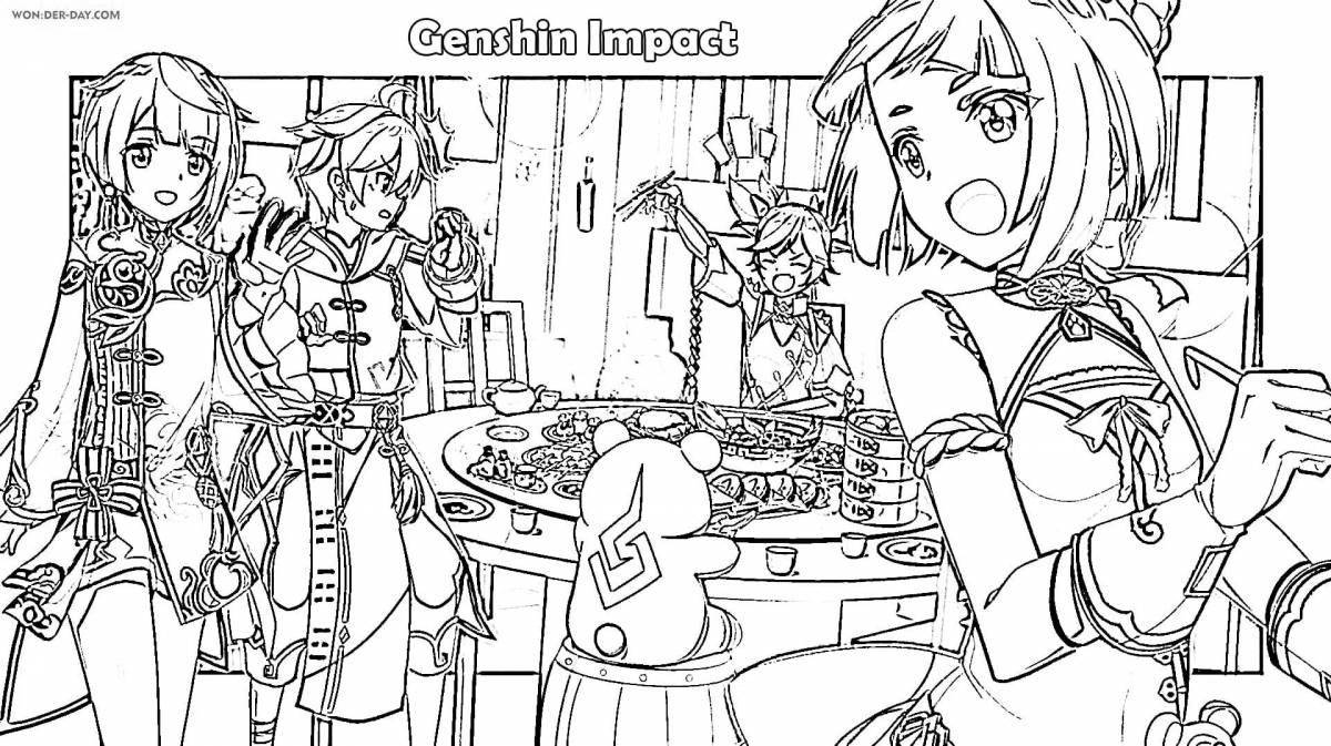 Genshin impact ayaka beautiful coloring page