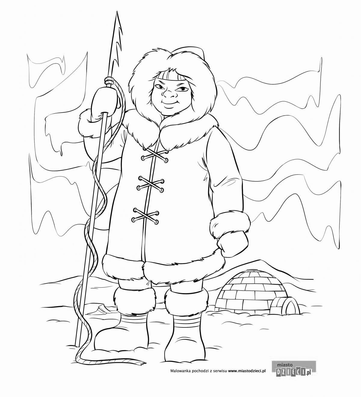 Attractive Chukchi national costume coloring book
