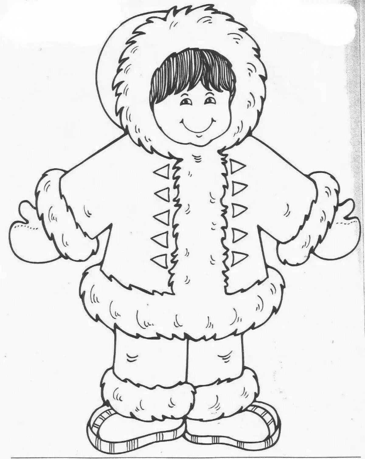 Coloring page magnificent Chukchi national costume