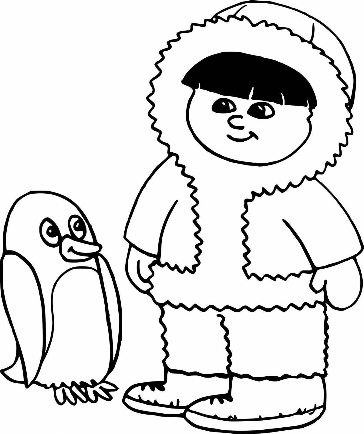Coloring page of luxurious Chukchi national costume