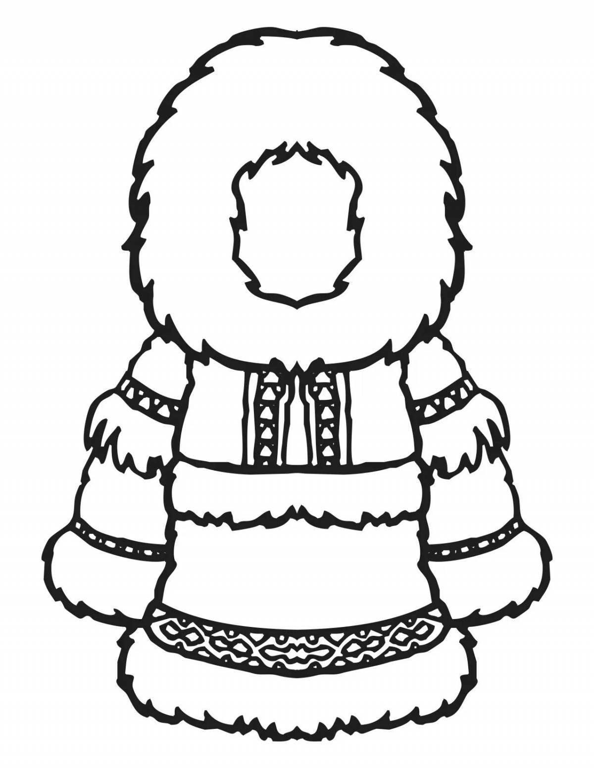 Coloring book artistic Chukchi national costume