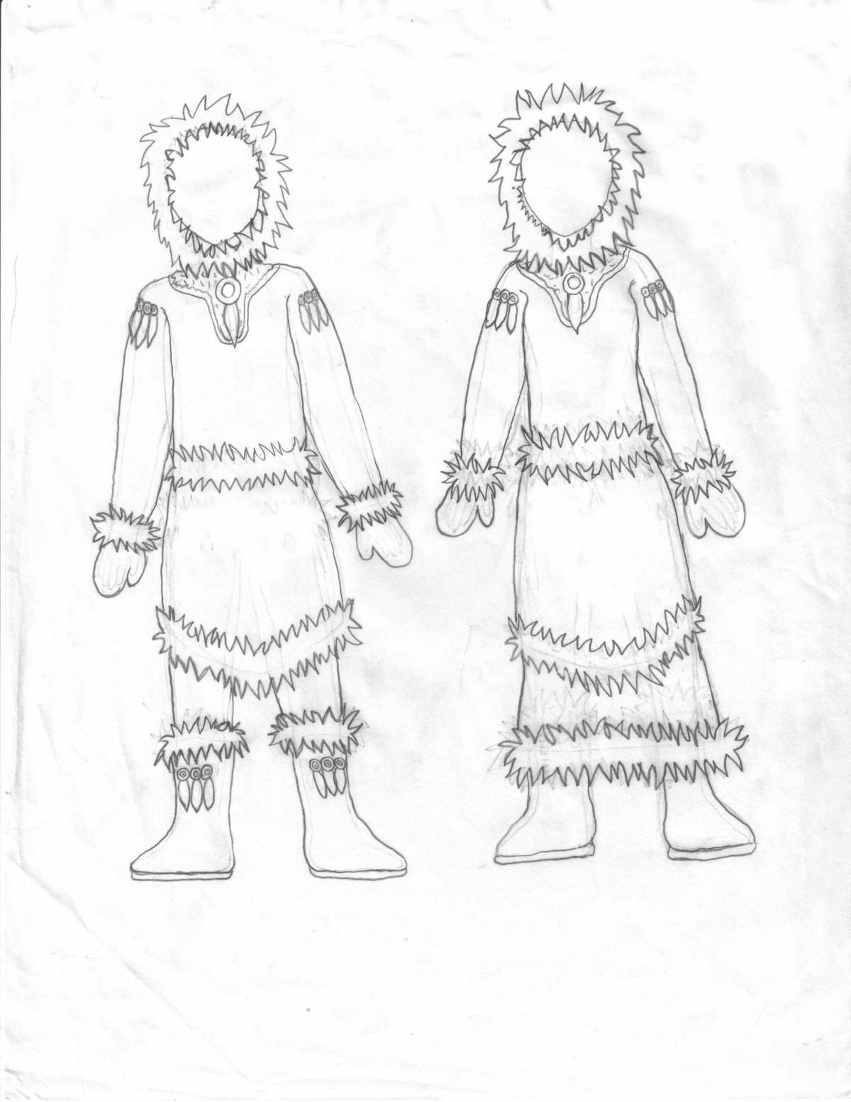Chukchi unique national costume coloring book