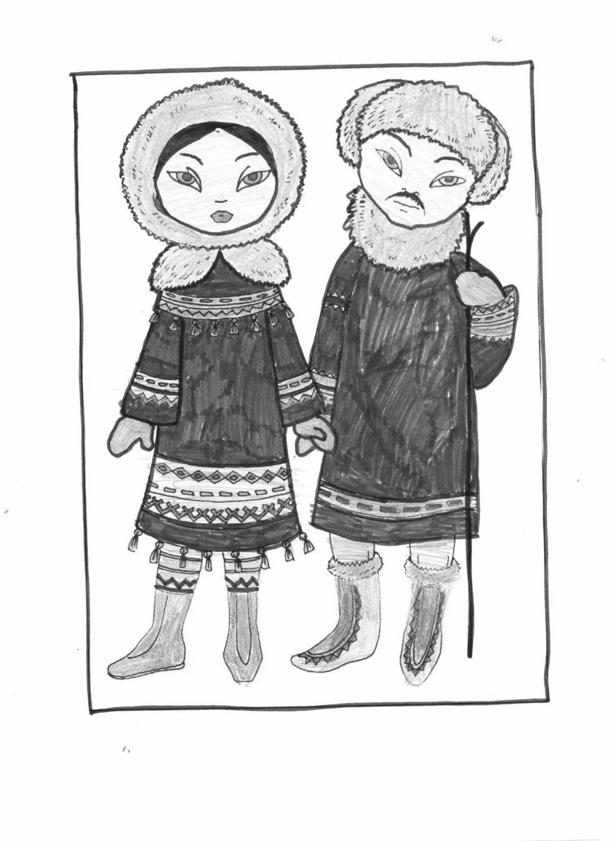 Fancy Chukchi national costume coloring book