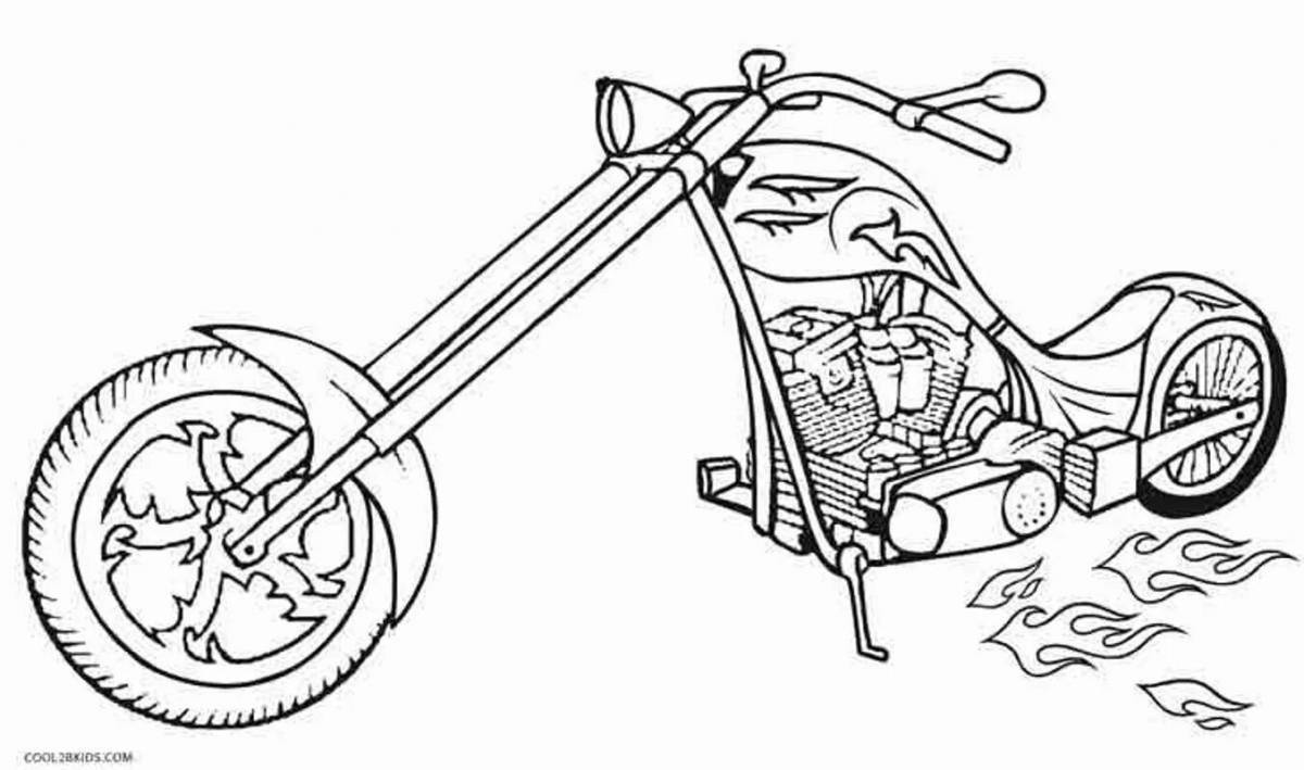 Colouring funny motorcycle hot wheels