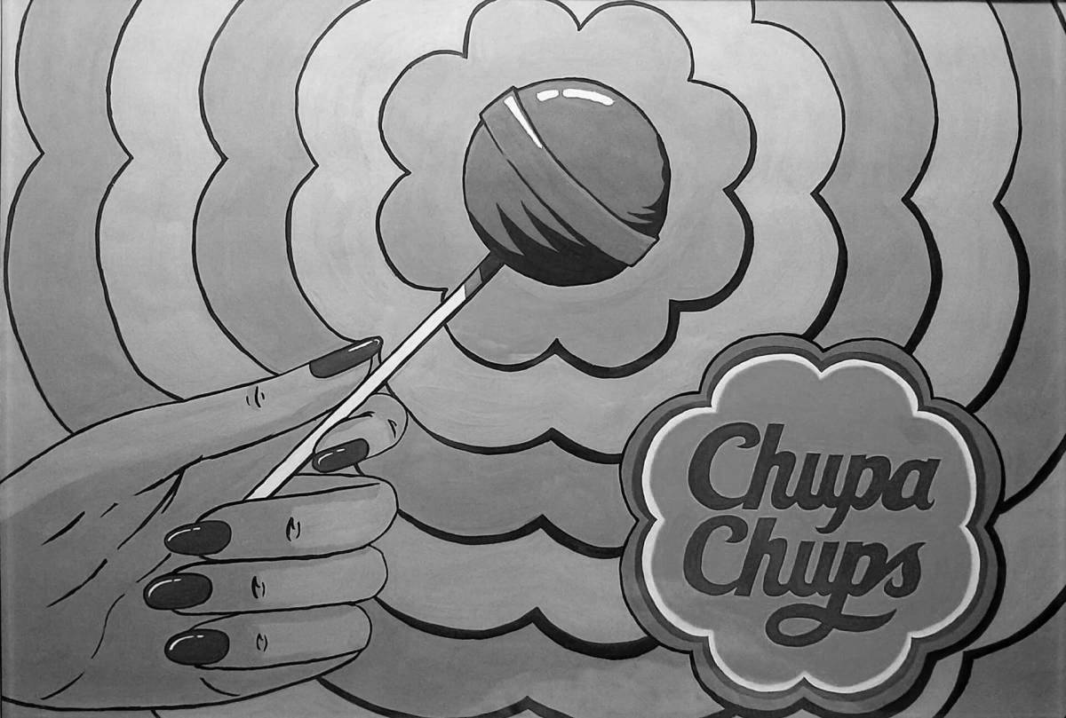 Блестящий логотип chupa chups раскраска