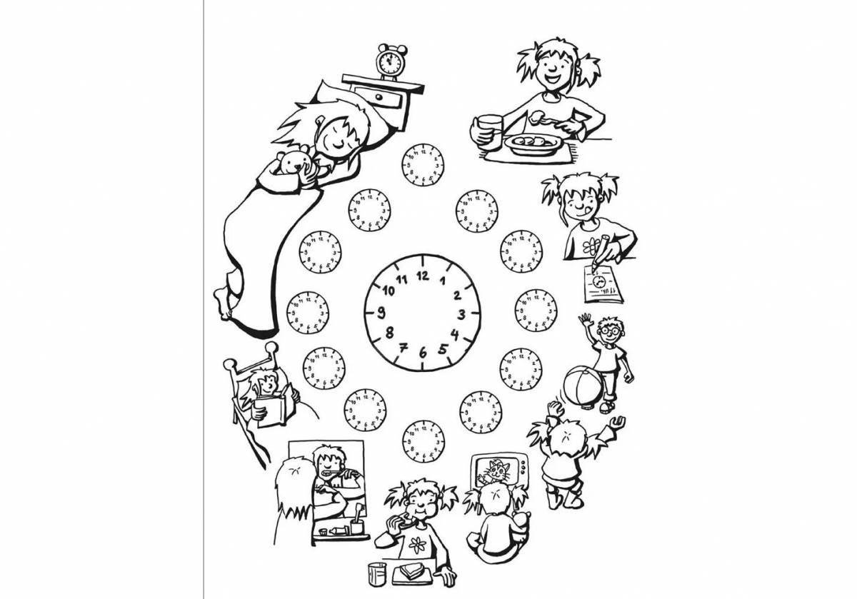 Colorful daily routine coloring page