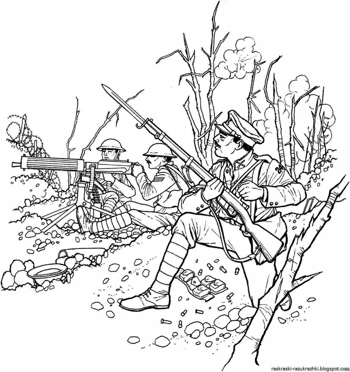 Coloring book brave soldiers in the war