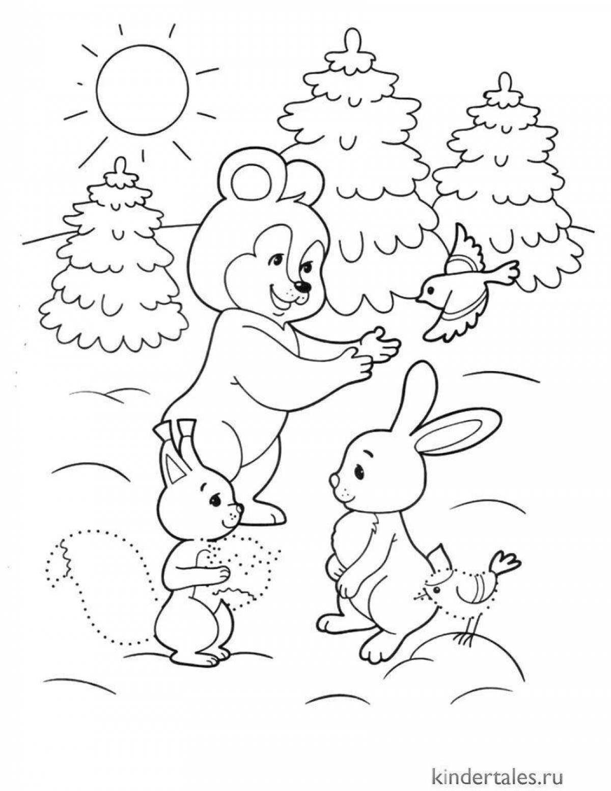 Living hare and tree coloring