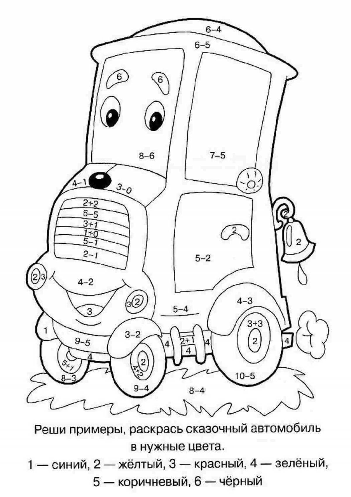 Complex car coloring page