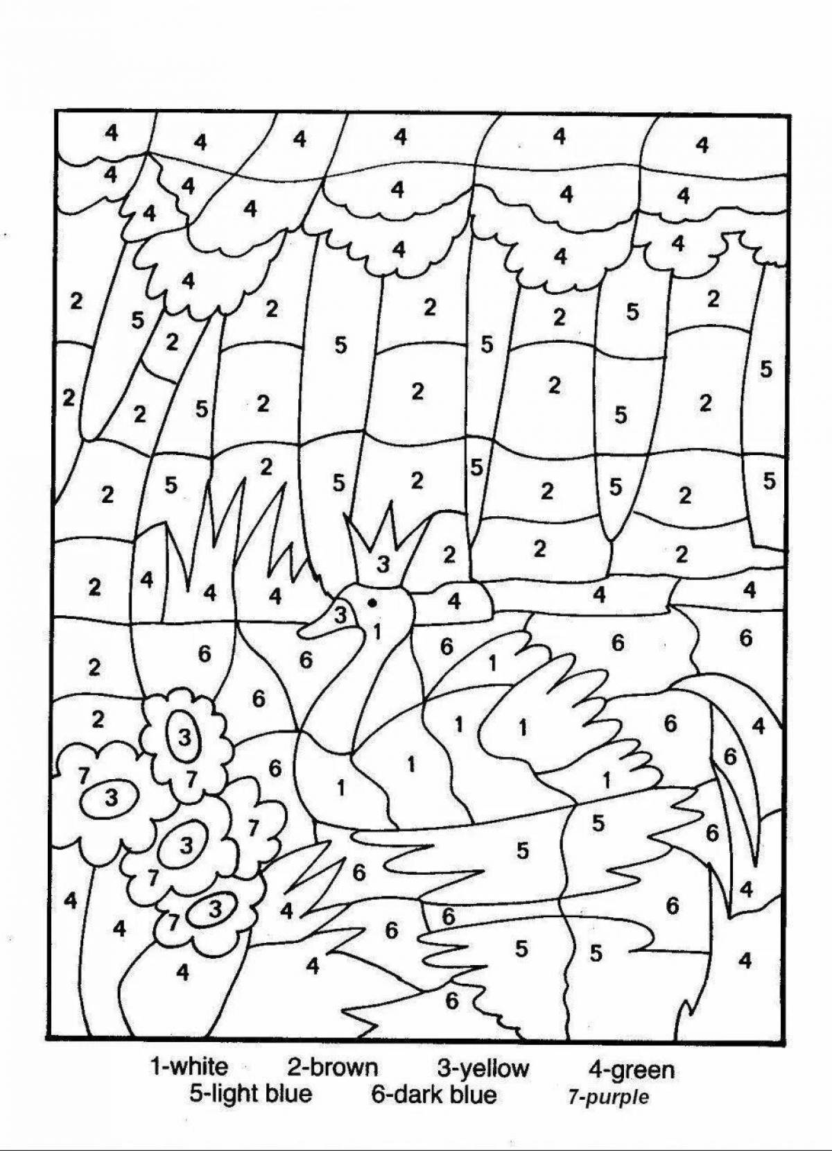 Безмятежная раскраска сказки по номерам