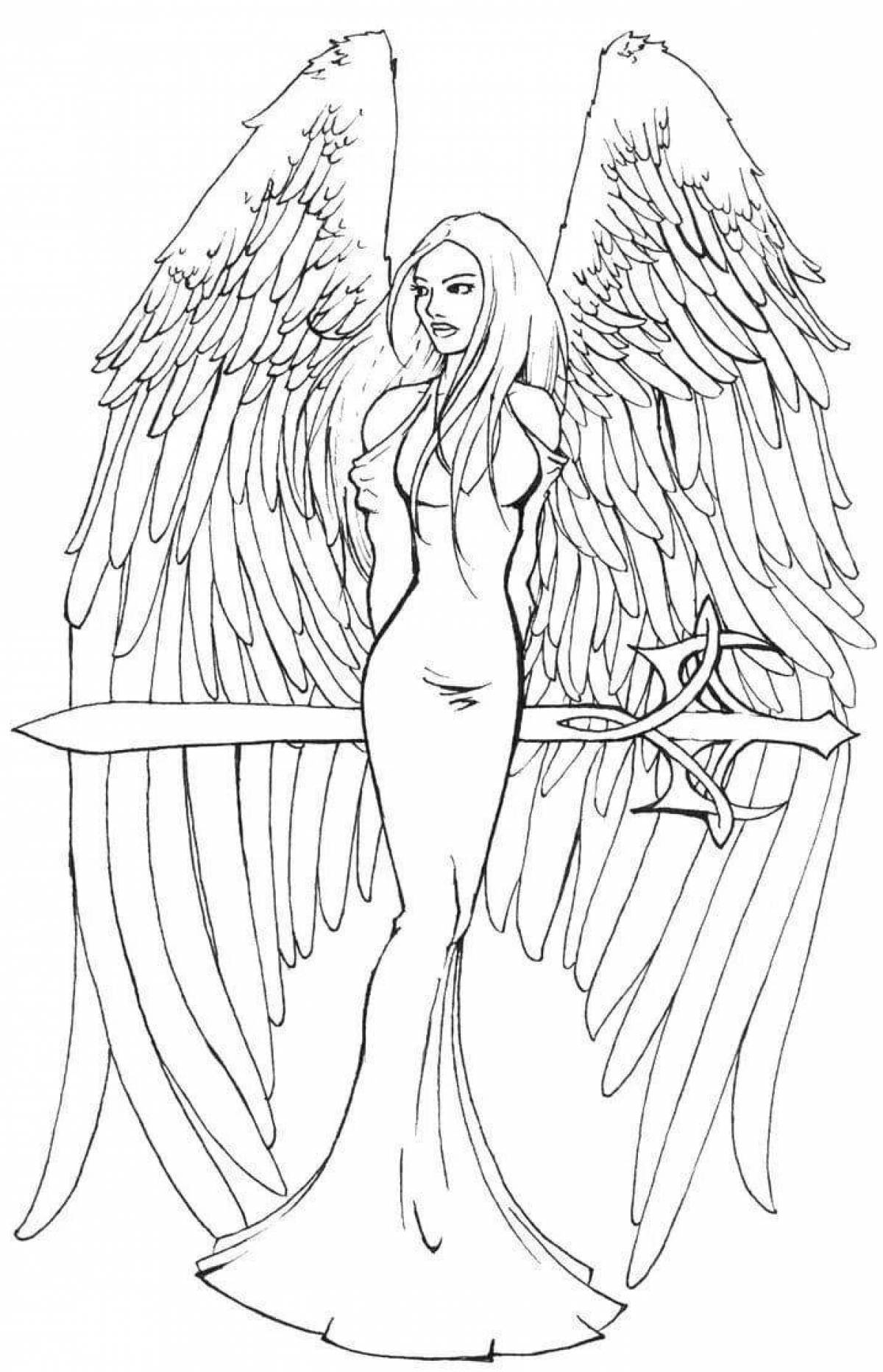 Ангельская раскраска девушка с крыльями