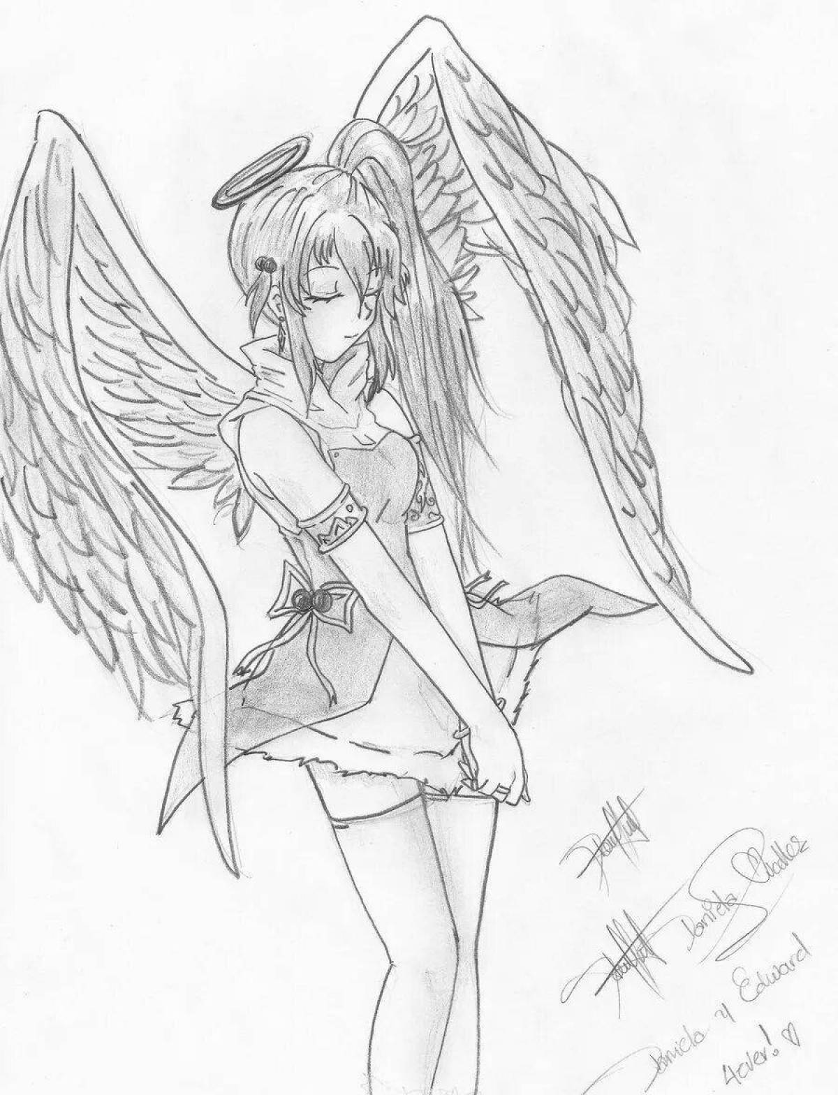 Элегантная раскраска девушка с крыльями