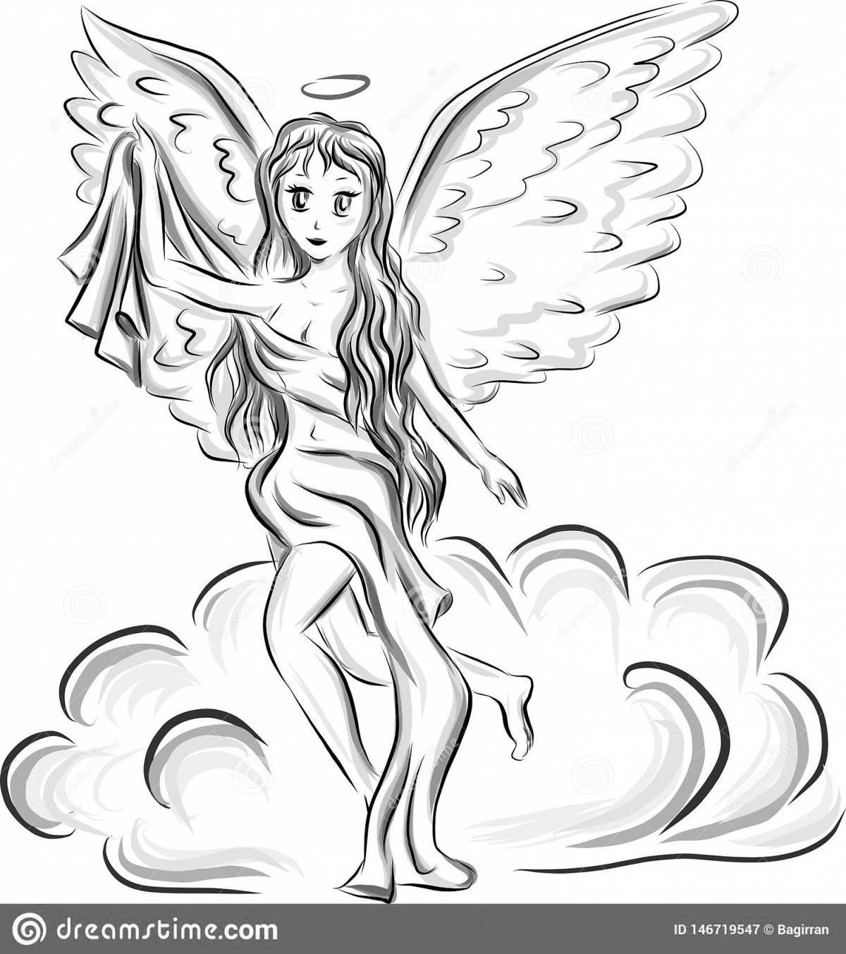 Божественная раскраска девушка с крыльями