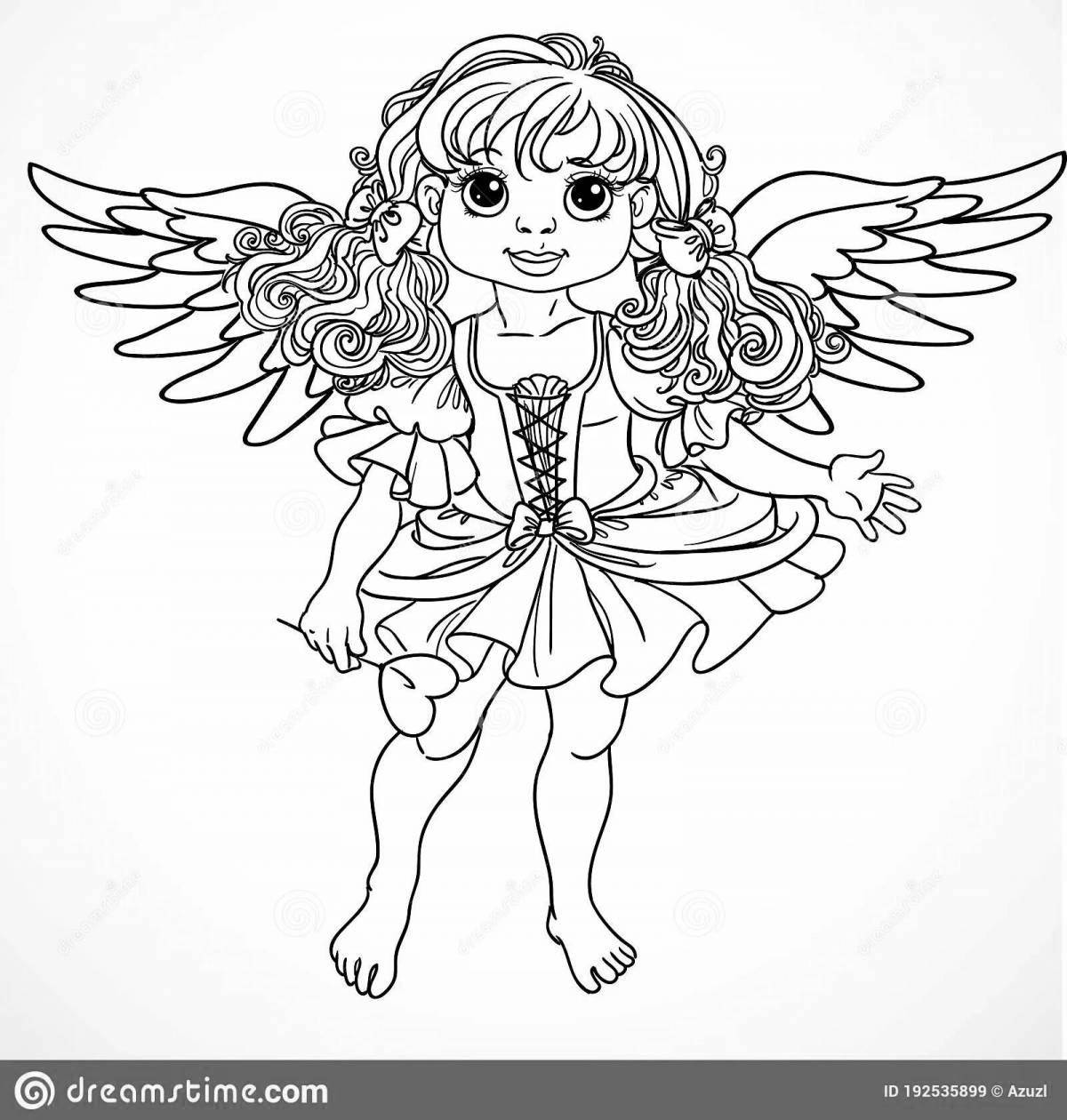 Luminous coloring girl with wings