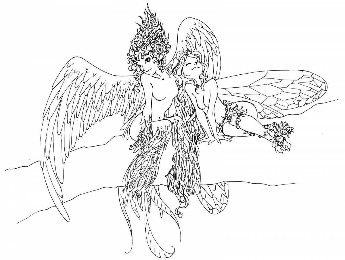 Увлекательная раскраска девушка с крыльями