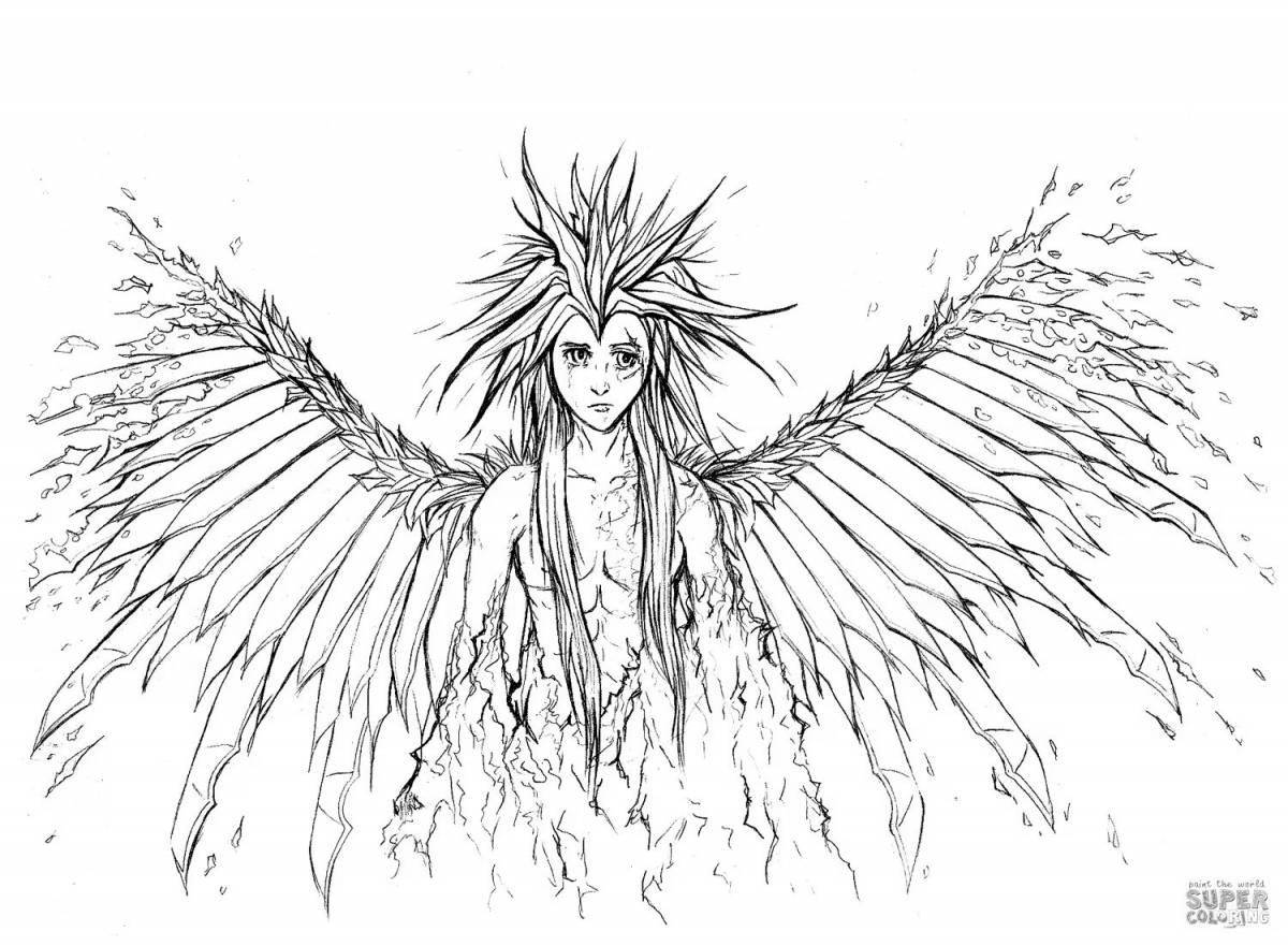 Великодушная раскраска девушка с крыльями
