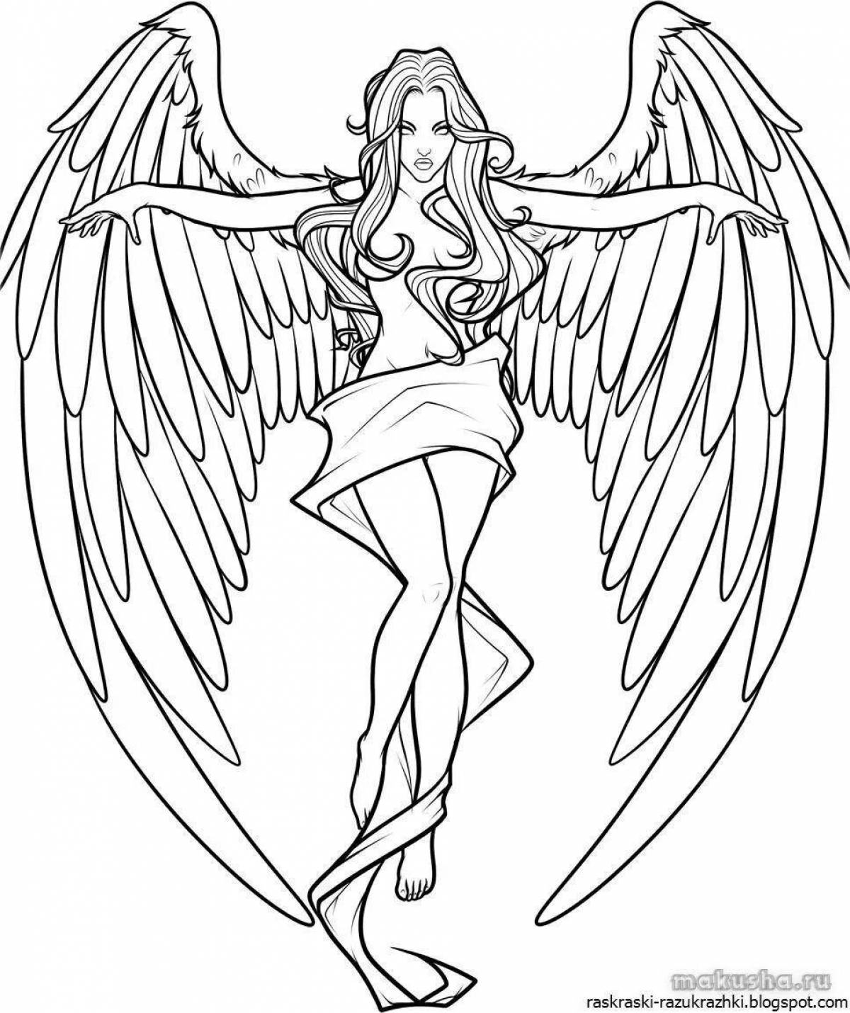 Большая раскраска девочка с крыльями