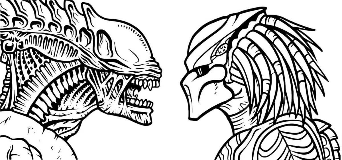 Colorful aliens and predators coloring pages