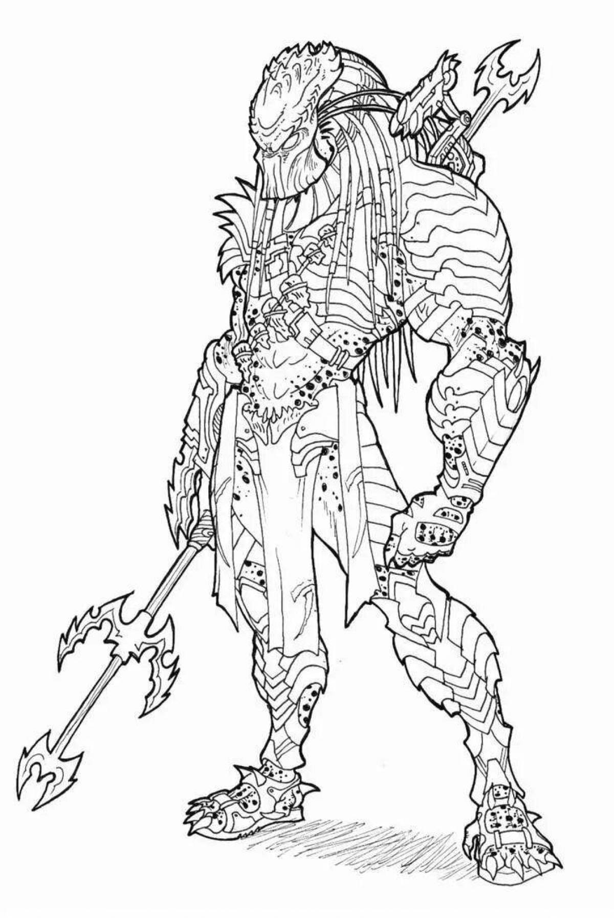 Alien and predator coloring page
