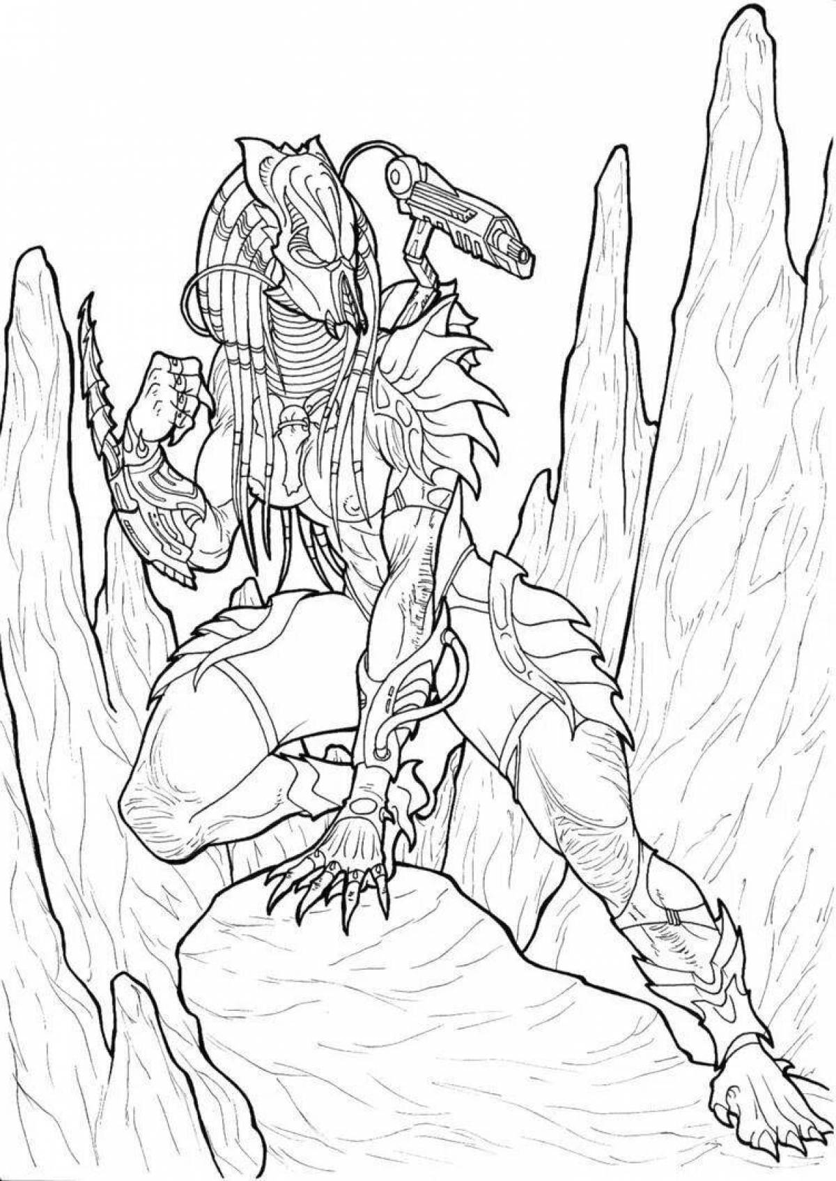 Alien and predator coloring page