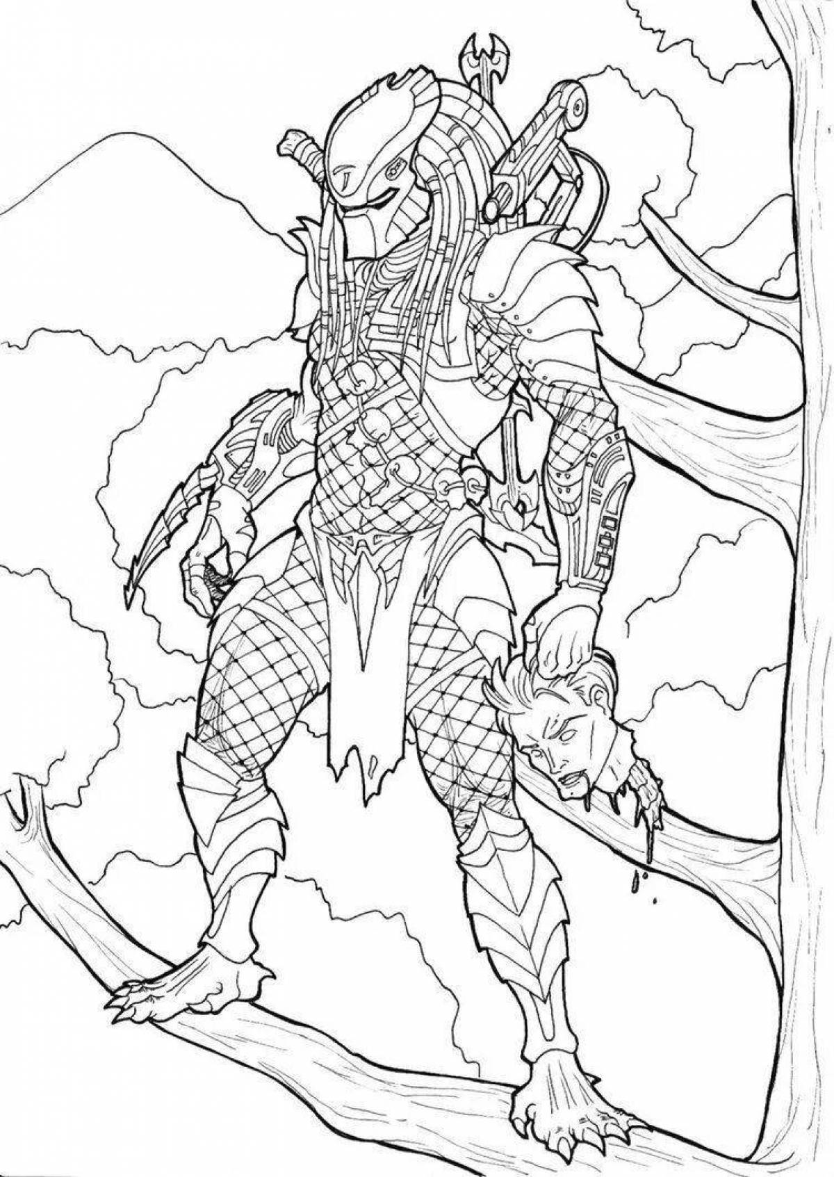 Coloring page dramatic alien and predator