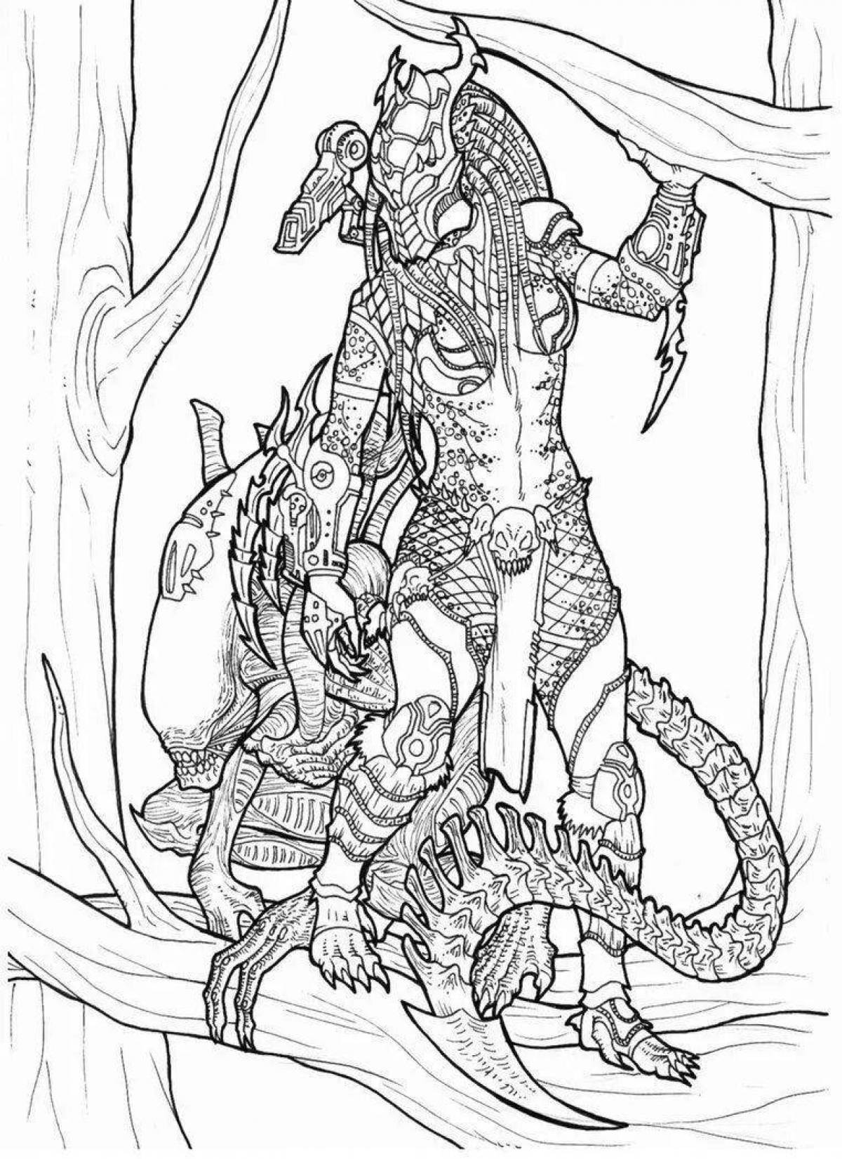 Alien and predator dynamic coloring page