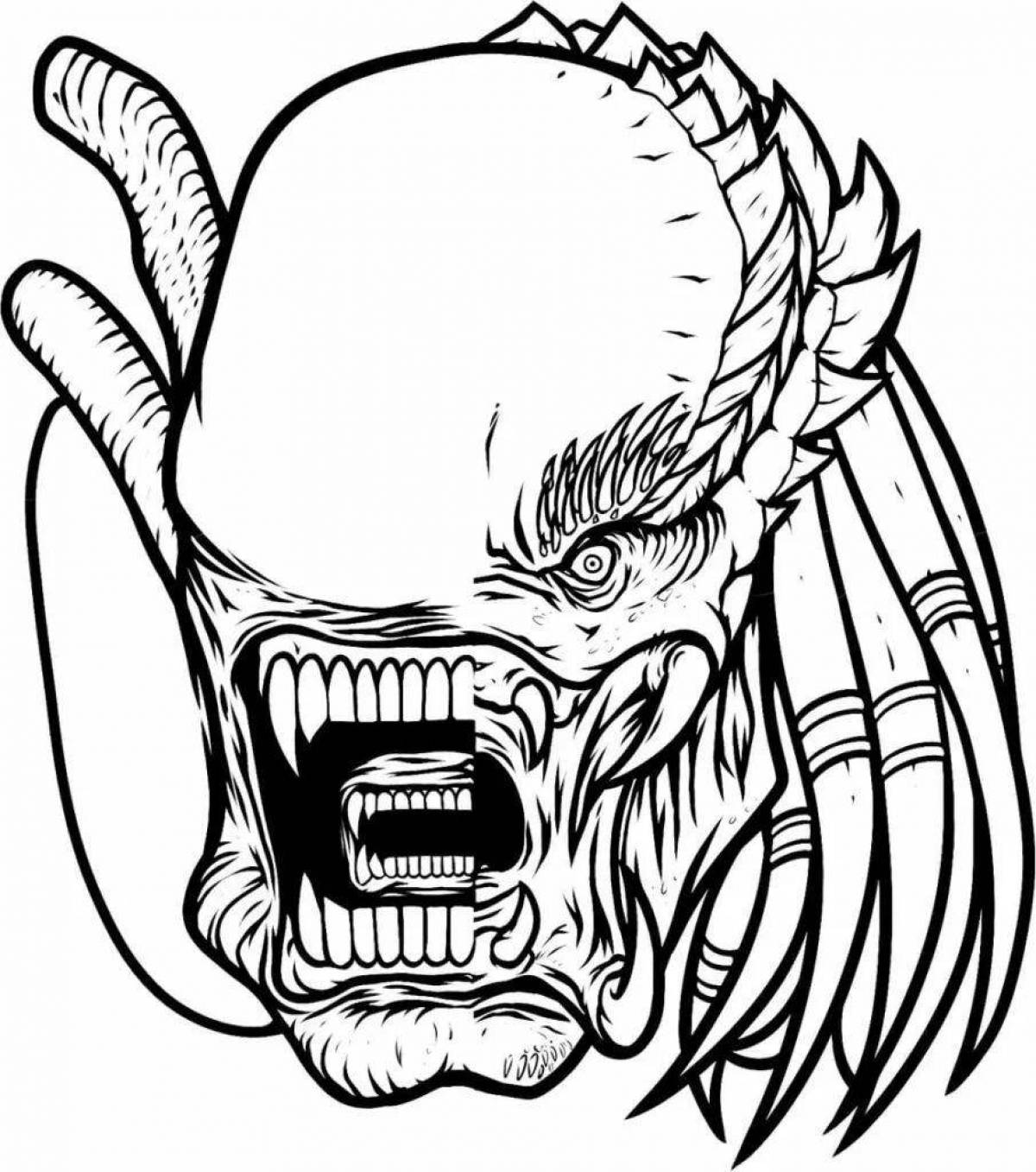 Imaginative alien and predator coloring page