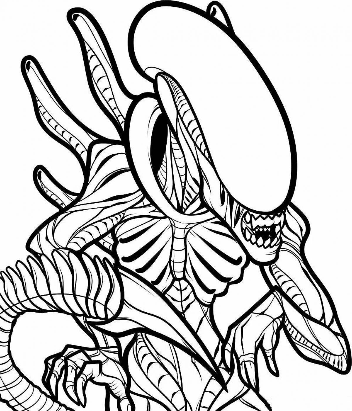 Unique alien and predator coloring page